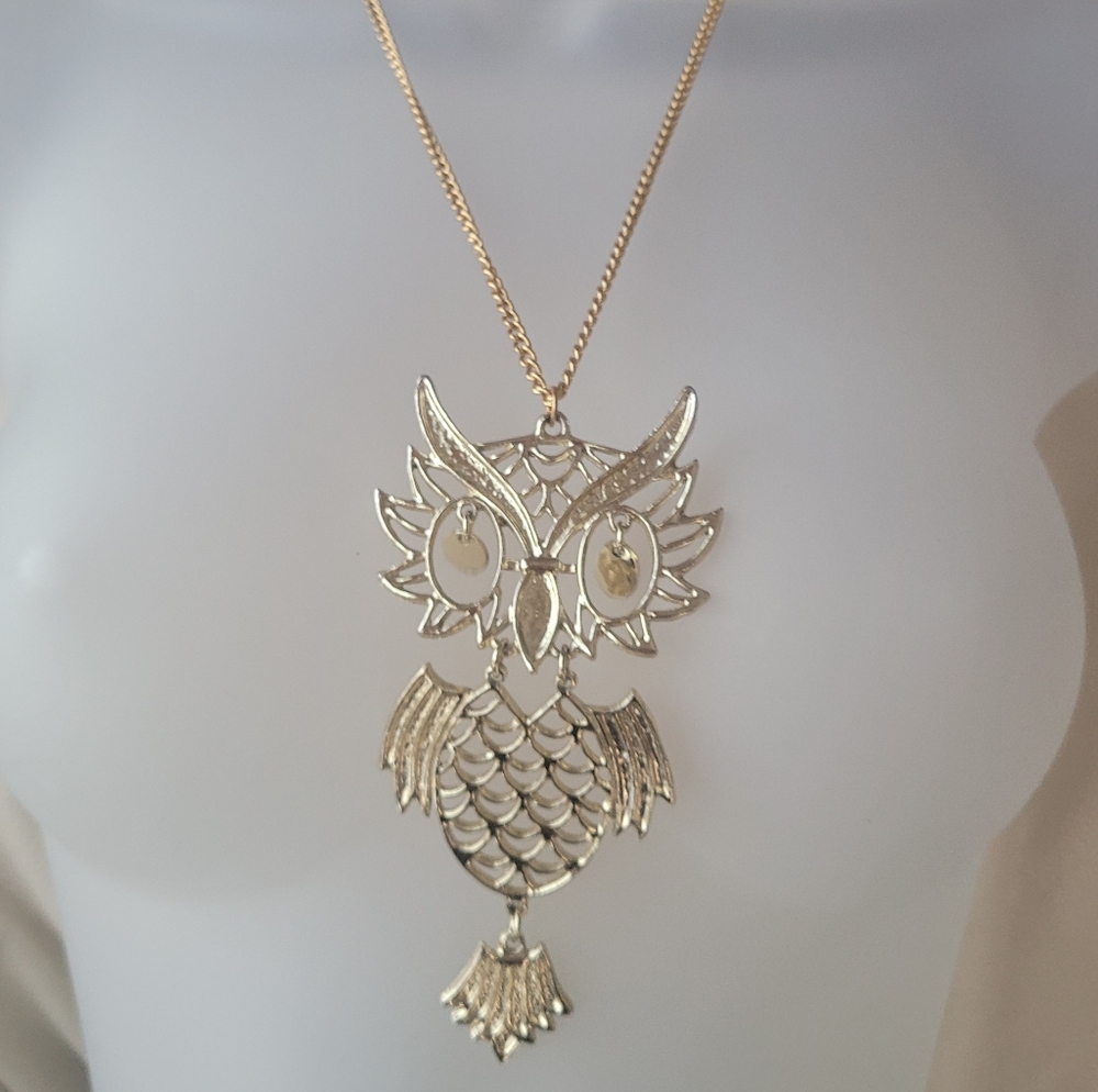1980s XL Owl Necklace - Picture 2 of 7